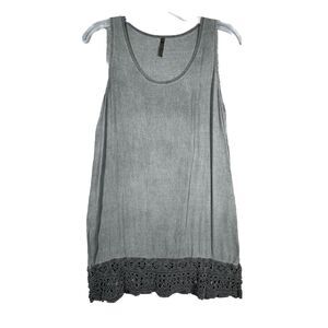 XCVI Charcoal Sleeveless Top with Lace Detail